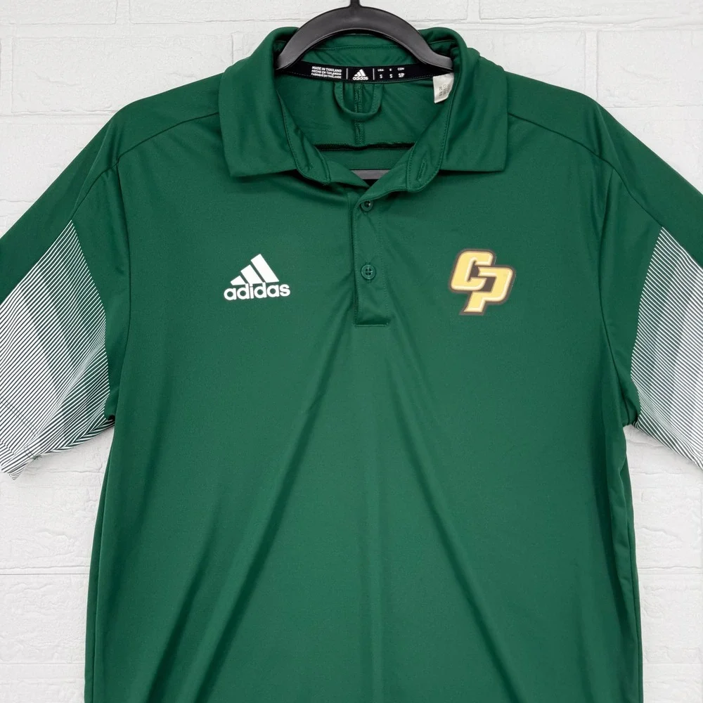 VTG adidas Cal Poly Mustangs NCAA Athletic Golf Polo Shirt Green Sportswear S